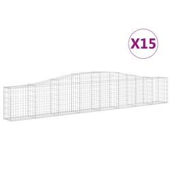 vidaXL Cestas de gaviones 15 uds forma de arco hierro 400x30x60/80 cm