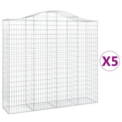 vidaXL Cestas de gaviones 5 uds forma de arco hierro 200x50x180/200 cm