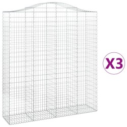vidaXL Cestas de gaviones 3 uds forma de arco hierro 200x50x220/240 cm