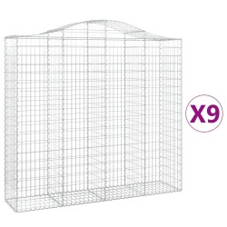vidaXL Cestas de gaviones 9 uds forma de arco hierro 200x50x180/200 cm