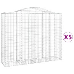 vidaXL Cestas de gaviones 5 uds forma de arco hierro 200x50x160/180 cm