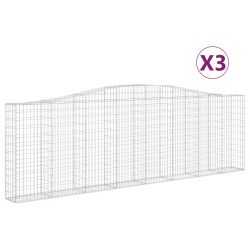 vidaXL Cestas de gaviones 3 uds forma de arco hierro 400x30x120/140 cm