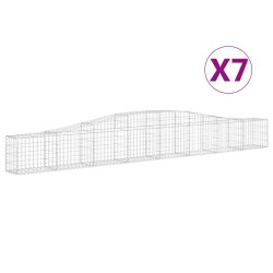 vidaXL Cestas de gaviones 7 uds forma de arco hierro 400x30x40/60 cm