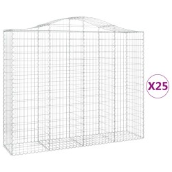 vidaXL Cestas gaviones 25 uds forma de arco hierro 200x50x160/180 cm