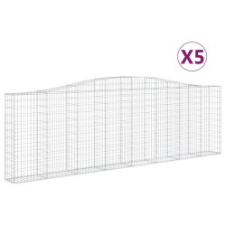 vidaXL Cestas de gaviones 5 uds forma de arco hierro 400x30x120/140 cm