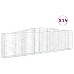 vidaXL Cestas de gaviones 15 uds forma de arco hierro 400x30x100/120cm