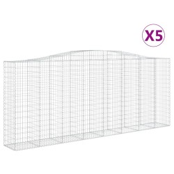 vidaXL Cestas de gaviones 5 uds forma de arco hierro 400x50x160/180 cm
