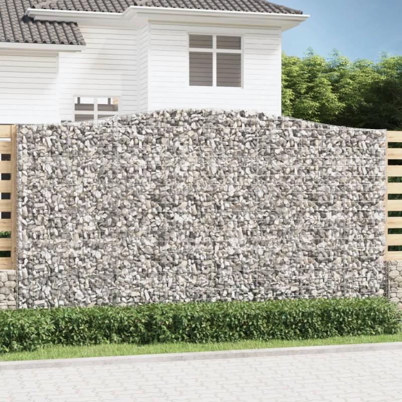 vidaXL Cestas de gaviones 2 uds forma de arco hierro 400x50x220/240 cm vidaXL Cestas de gaviones 2 uds forma de arco hierro 400x50x220/240 cm