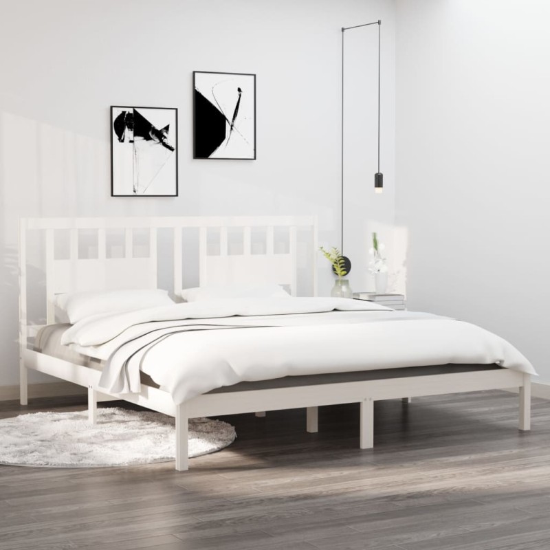 vidaXL Estructura de cama madera maciza blanco 180x200 cm vidaXL Estructura de cama madera maciza blanco 180x200 cm