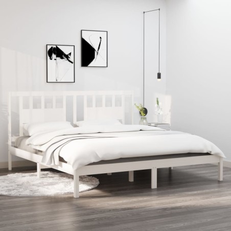 vidaXL Estructura de cama madera maciza blanco 180x200 cm
