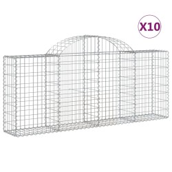 vidaXL Cestas de gaviones 10 uds forma de arco hierro 200x30x80/100 cm