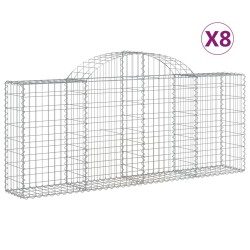 vidaXL Cestas de gaviones 8 uds forma de arco hierro 200x30x80/100 cm