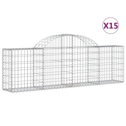 vidaXL Cestas de gaviones 15 uds forma de arco hierro 200x30x60/80 cm