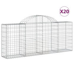 vidaXL Cestas de gaviones 20 uds forma de arco hierro 200x30x80/100 cm