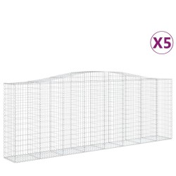 vidaXL Cestas gaviones 5 uds forma de arco hierro 400x50x140/160 cm