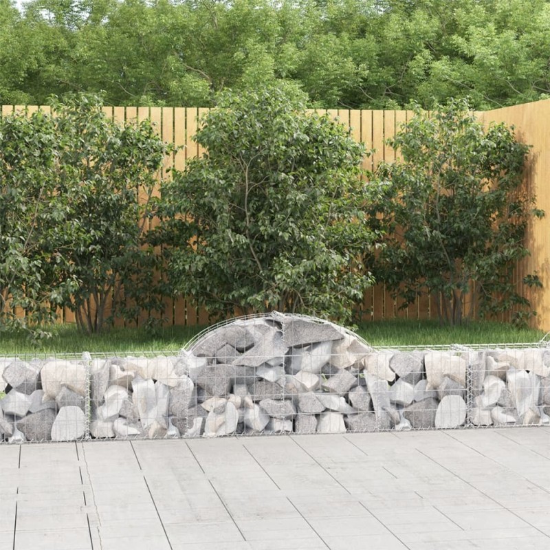 vidaXL Cestas de gaviones 3 uds forma de arco hierro 200x30x40/60 cm