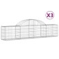 vidaXL Cestas de gaviones 3 uds forma de arco hierro 200x30x40/60 cm