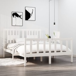 vidaXL Estructura de cama de madera maciza blanca 140x190 cm