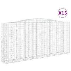 vidaXL Cestas de gaviones 15 uds forma de arco hierro 400x50x180/200cm