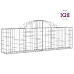 vidaXL Cestas de gaviones 20 uds forma de arco hierro 200x30x60/80 cm
