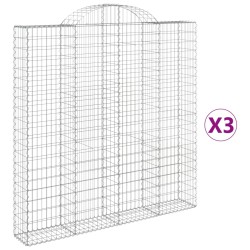 vidaXL Cestas de gaviones 3 uds forma de arco hierro 200x30x200/220 cm