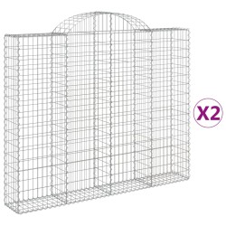 vidaXL Cestas gaviones 2 uds forma de arco hierro 200x30x160/180 cm