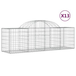 vidaXL Cestas de gaviones 13 uds forma de arco hierro 200x50x60/80 cm