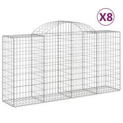 vidaXL Cestas de gaviones 8 uds forma de arco hierro 200x50x100/120cm