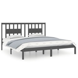 vidaXL Estructura de cama de madera maciza de pino gris 200x200 cm