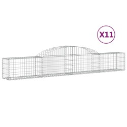 vidaXL Cestas de gaviones 11 uds forma de arco hierro 300x30x40/60 cm