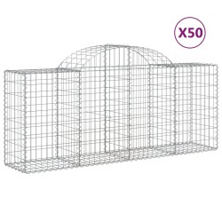 vidaXL Cestas de gaviones 50 uds forma de arco hierro 200x50x80/100 cm