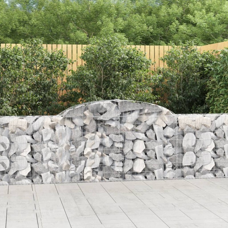 vidaXL Cestas de gaviones 3 uds forma de arco hierro 300x30x80/100 cm vidaXL Cestas de gaviones 3 uds forma de arco hierro 300x30x80/100 cm