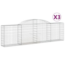 vidaXL Cestas de gaviones 3 uds forma de arco hierro 300x30x80/100 cm