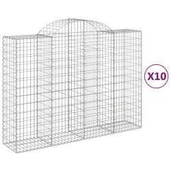 vidaXL Cestas gaviones 10 uds forma de arco hierro 200x50x140/160 cm