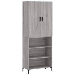 vidaXL Aparador alto madera contrachapada gris sonoma 69,5x34x180 cm