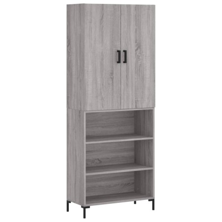 vidaXL Aparador alto madera contrachapada gris sonoma 69,5x34x180 cm