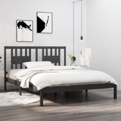 vidaXL Estructura de cama madera maciza gris 150x200 cm