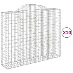 vidaXL Cestas gaviones 10 uds forma de arco hierro 200x50x160/180 cm