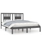 vidaXL Estructura de cama madera maciza gris 150x200 cm