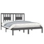 vidaXL Estructura de cama madera maciza gris 150x200 cm