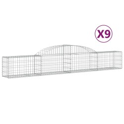 vidaXL Cestas de gaviones 9 uds forma de arco hierro 300x30x40/60 cm