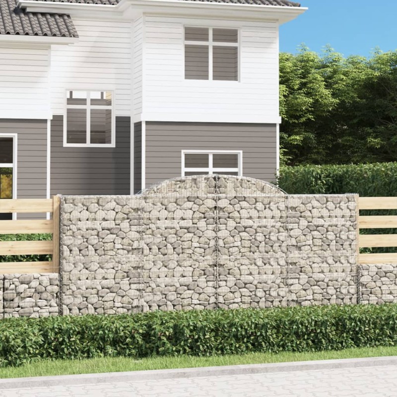 vidaXL Cestas gaviones 10 uds forma de arco hierro 300x30x140/160 cm