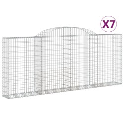 vidaXL Cestas de gaviones 7 uds forma de arco hierro 300x30x120/140 cm