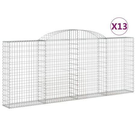vidaXL Cestas gaviones 13 uds forma de arco hierro 300x30x120/140 cm