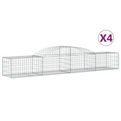 vidaXL Cestas de gaviones 4 uds forma de arco hierro 300x50x40/60 cm