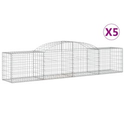 vidaXL Cestas de gaviones 5 uds forma de arco hierro 300x50x60/80 cm