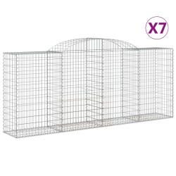 vidaXL Cestas de gaviones 7 uds forma de arco hierro 300x50x120/140 cm