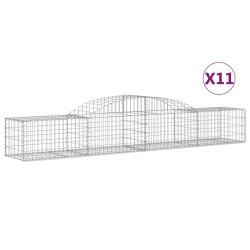 vidaXL Cestas de gaviones 11 uds forma de arco hierro 300x50x40/60 cm
