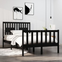 vidaXL Estructura de cama doble pequeña madera maciza negra 120x190 cm