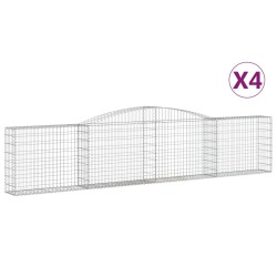 vidaXL Cestas de gaviones 4 uds forma de arco hierro 400x30x80/100 cm